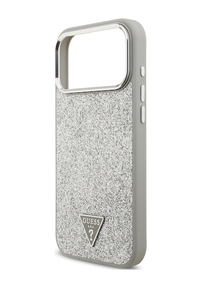 Apple Uyumlu iPhone 17 Pro Max Kılıf Guess Lisanslı M-safeli Metal Kamera Çerçeve Üçgen Logolu Glitter Gri Gri