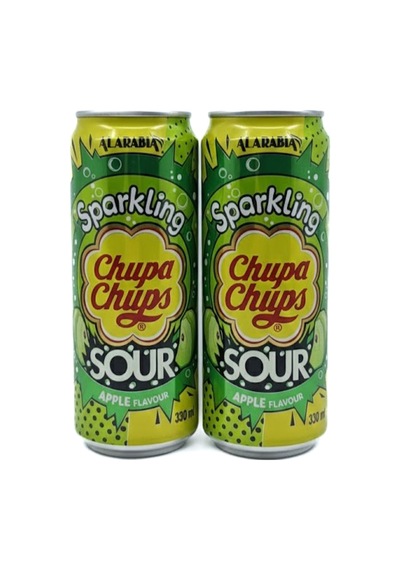 Chupa Chups Sparkling Sour Apple Flavour - Ekşi Yeşil Elma Aromalı Gazlı İçecek 330 Ml 2 Adet