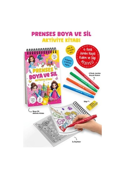 Prenses - Boya Ve Sil Aktivite Kitabı / 3 Yaş + - Dppq-753204