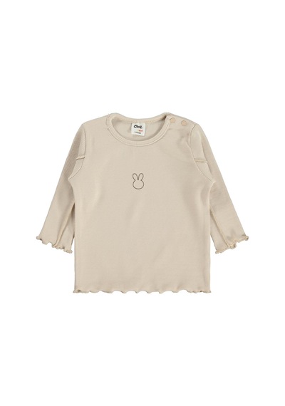 Civil Baby Tavşan Baskılı 6-18 Ay Sweatshirt - Bej Taş Rengi