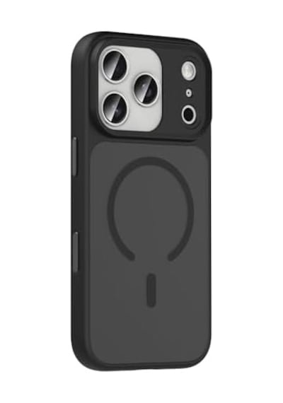 Senon Apple iPhone 17 Pro İçin Kılıf Mat Arka Yüzey Magsafe Uyumlu Şarj Özellikli Zore Flet M-safe Kapak Siyah