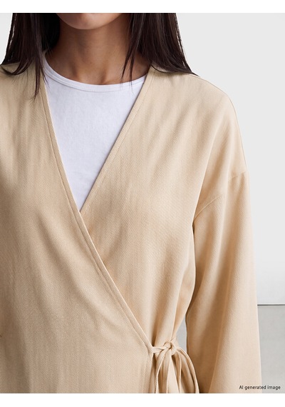 Lcw Modest Bej Kruvaze Yaka Kadın Tunik