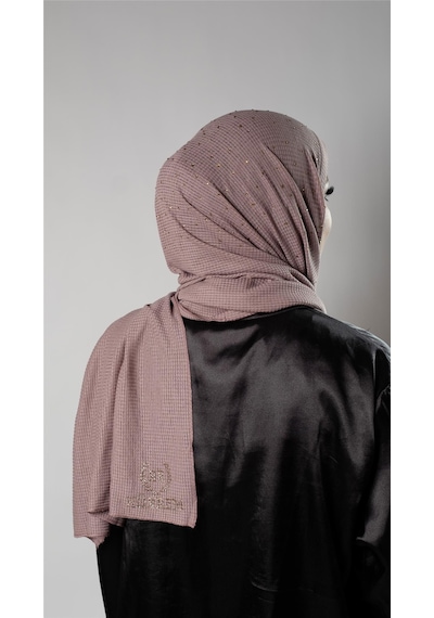 Hürrem Bone Gül Kurusu Pratik Hazır Geçmeli Tesettür Şal Örme Kumaş Taş Desenli 2118t 18