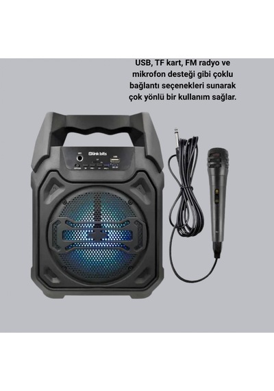 Şarjlı Taşınabilir Bluetooth Hoparlör Tws, Fm Radyo, Usb Ve Micro Sd Desteği