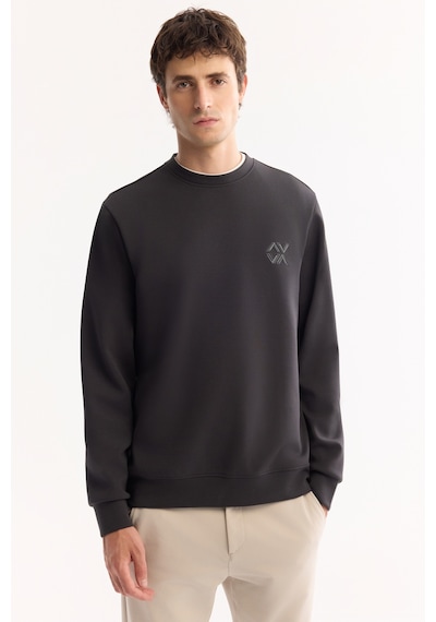 Avva Erkek Antrasit Bisiklet Yaka Pamuklu Bi-stretch Basic Regular Fit Sweatshirt A52y1328
