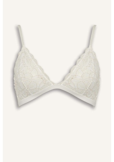 Defacto Dantelli Simli Kapsız Pedsiz Balensiz Triangle Bra F5037ax26spwt16 Beyaz-wt16