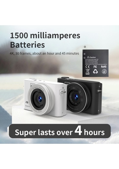 Hallow 4k Dijital Kamera Dijital Video Kamera 64mp 3 İnç Ips Beyaz