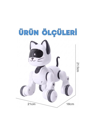 Akıllı Robot Kedi Zeka Dolu Eğitici Uzaktan Kumandalı Sesli Ve Hareketli Oyuncak Kedi Beyaz