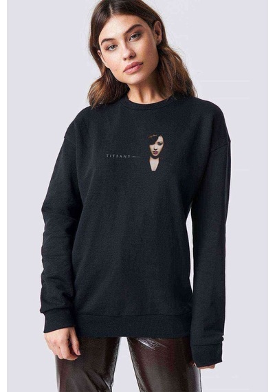 Fany Snsd Fany Baskılı Siyah Kadın Sweashirt