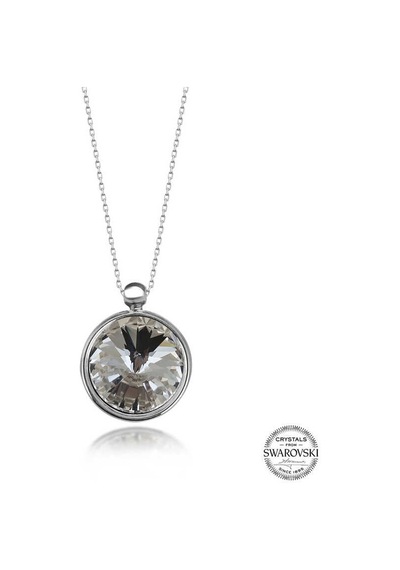 Swarovski Crystal Taşlı Çerçeveli Gümüş Kadın Kolye