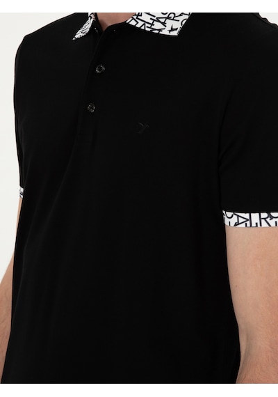 Siyah Slim Fit Polo Yaka Merserize T-shirt