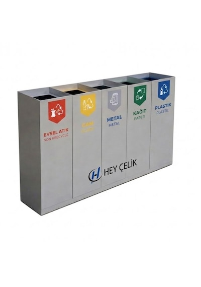 5 Li Sıfır Atık Geri Dönüşüm Kutusu Gd-751 Profesyonel Metal Atık Ayrıştırma Sistemi Hey Çelik