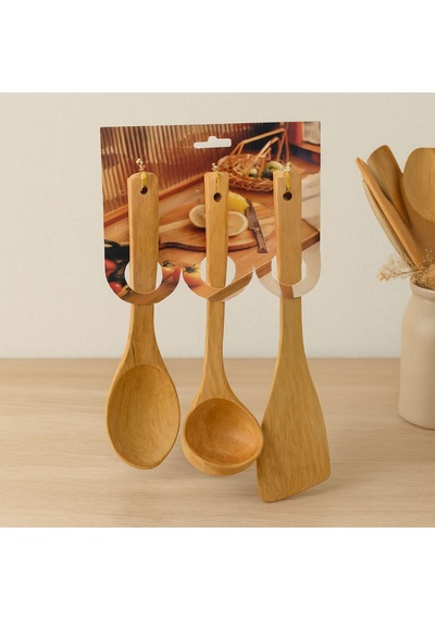 Bambu Ahşap Mutfak Servis Seti 3 Parça 27/27/32 Cm Renkli