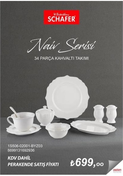 Schafer Naiv 34 Parça Beyaz Porselen Kahvaltı Takımı-byz03 Beyaz