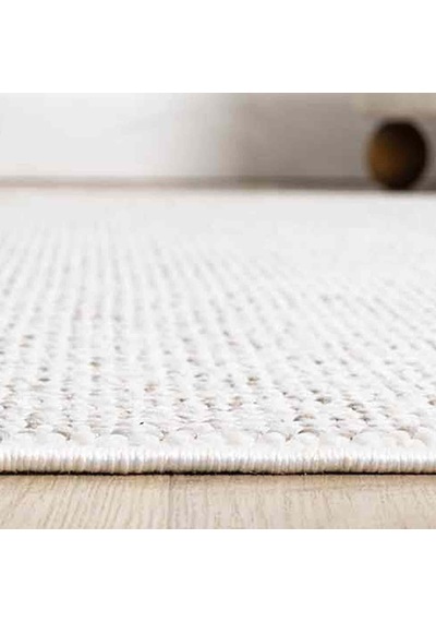 Krem Bukle Dokulu Düz Renk Modern Halı - Bk0360 Bej