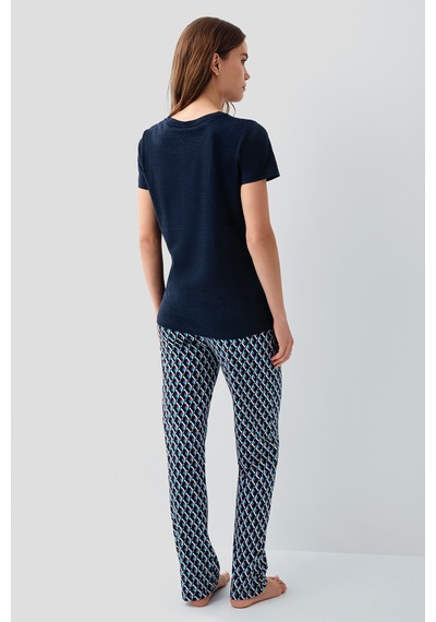 Pierre Cardin 9157 Modal Pamuk Cepli Kısa Kol Kadın Pijama Takımı Lacivert