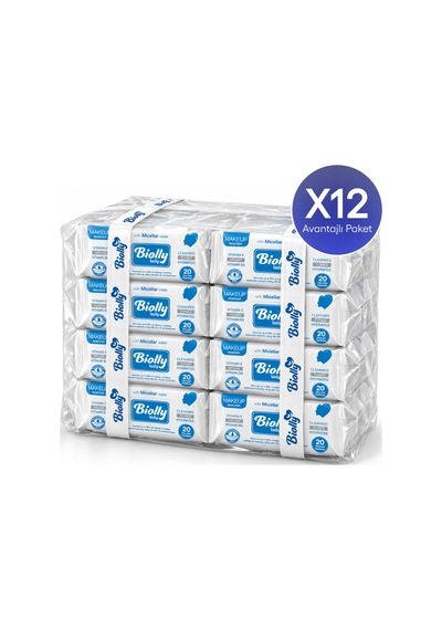Biolly Micellar Makyaj Temizleme Mendili 20 Yaprak 24'lü Paket