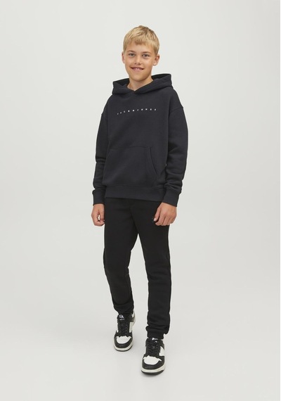 Jack & Jones Logo Baskili Kapüsonlu Sweatshirt - Çocuk 12237468 Black Siyah