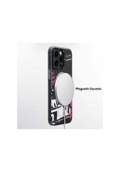 Apple Uyumlu iPhone 15 Pro Kılıf Magsafe Şarj Özellikli Shu Tasarımlı Youngkit Dreamland Serisi Siyah