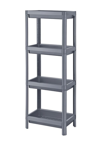 Deconox 4 Katlı Köşe Rafı Banyo, Mutfak Ve Kiler İçin Yer Tasarruflu Organizer Çok Amaçlı Plastik Raf 4 Farklı Renk Seçeneği 36x100x23 Cm Gri Açık Kahverengi