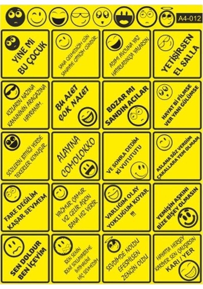 A4 Sticker 012 Tek Paket Çoklu Sticker Çok Renkli