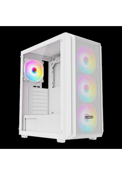 Rampage Beta Mesh 650w 80 Plus Standart 4 12cm Argb Fan Temperli Camlı Mid-t Beyaz Oyuncu Kasası