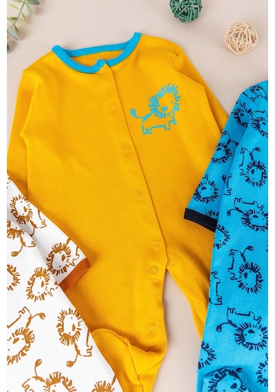 Babymod Aslan Figürlü Uzun Kollu 3'lü Erkek Bebek Tulum Takım 001