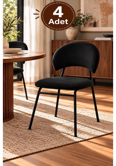 4 Adet Suna Metal Sandalye Cafe,restaurant,mutfak,salon,yemek Odası Sandalyesi Siyah