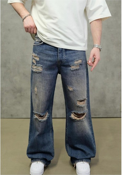 Blue Ripped Detail Jeans Denim Pants Mavi