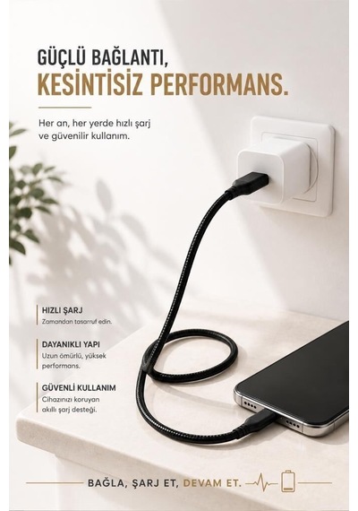 Delux Serisi Taşınabilir Elektronik Teknoloji Şarj Kablosu Usb-a To Type-c İ7 03210 Siyah
