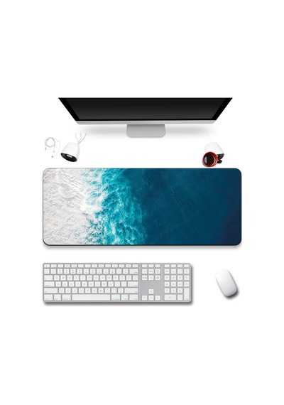 Sonictouch Klavye Mousepad 40x90cm Dikişsiz Sıvı Geçirmez Kaymaz Taban Sonsuz Okyanus Dikişsiz Kenar