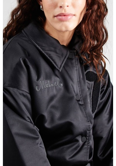 Nike Michael Jordan Varsity Loose Fit Bomber Jacket Black Kadın Bol Kesim Ceket Mont Siyah Siyah