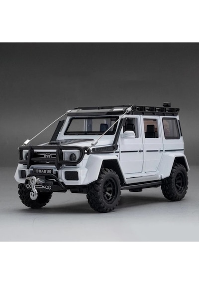 1:32 Mercedes G63 Brabus Metal Diecast Model Araba - Sesli Işıklı Çek Bırak Oyuncak Jip Beyaz