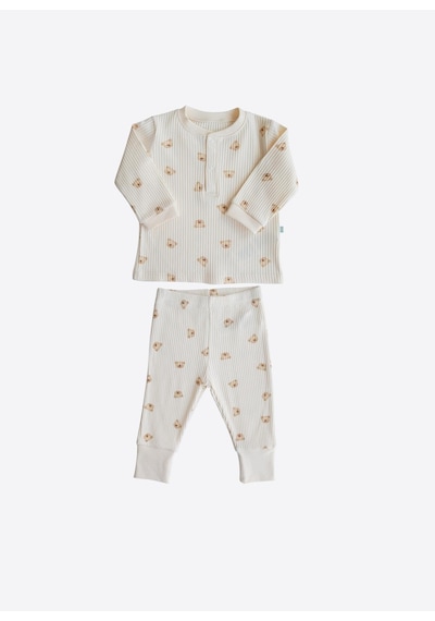 Organik Hector 2'li Pijama Takımı Natural Krem