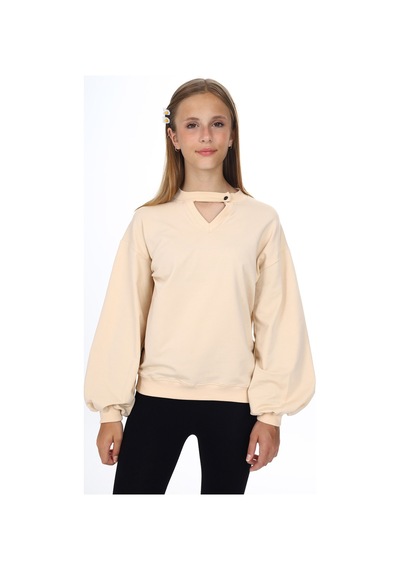 Toontoy Kız Çocuk Okul Sweatshirt Bej