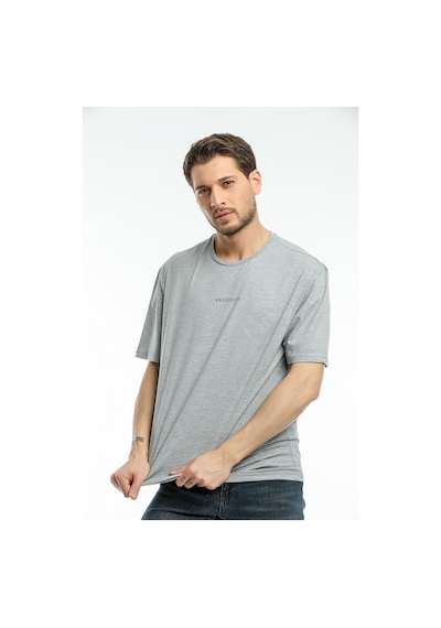 Bisiklet Yaka Oversize Brooklyn Baskılı Erkek T-Shırt