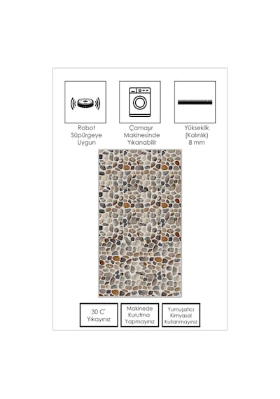 West Home Dijital Baskı Yıkanabilir Kaymaz Taban Leke Tutmaz Bej Mutfak Halısı Salon Halısı Ve Yolluk Wh 490 Beige
