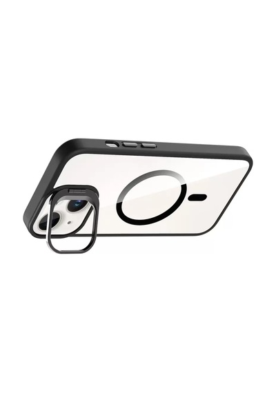 Joko Apple iPhone Uyumlu  15 Plus Uyumlu Remim Lensli Magsafe Standlı Kapak - Siyah