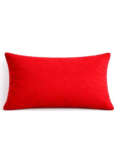 Kadife Dokulu Kırmızı Kırlent Yastık Kılıfı 2 Adet 45 X 45 Cm
