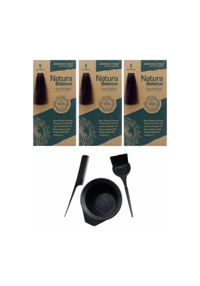 Natura Balance Saç Boyası 5 Açık Kahve 3 Adet+Saç Boyama Seti