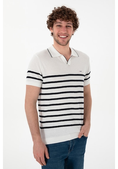 U.S. Polo Assn. Erkek Slim Fit Polo Yaka Beyaz Tişört 50302971-VR013