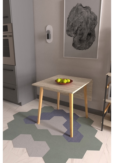 Vilinze Avanos Mdf Traverten Katlanır Ahşap Mutfak Masası - 70x80 Cm