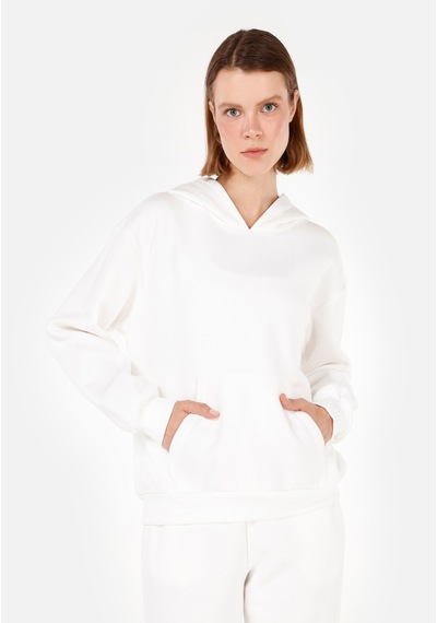 Colin's Colins Normal Kesim Kapüşonlu Cepli Beyaz Kadın Sweatshirt Cl1070188 Cl1070188 Q1.v2 Wht Beyaz
