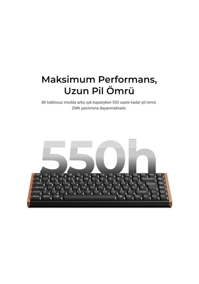 Milk Süt Pom Brown Switch K3 Ultra 8k, 2,4 Ghz Kablosuz Bağlantı Özel Mekanik Klavye K3u-h3p-tr