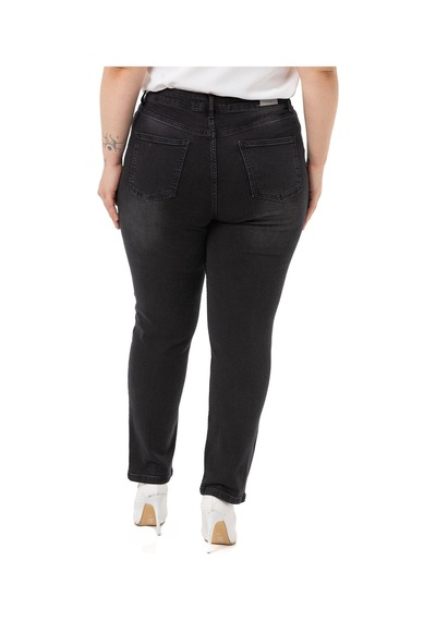 Disentis Büyük Beden Yüksek Bel Dar Paça Siyah Denim Pantolon-siyah Siyah