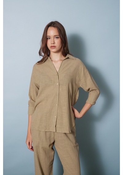 Avrile Oversize Gömlek Zeytin Yeşili