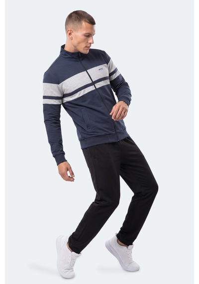 Slazenger Rıder Erkek Dik Yaka Fermuarlı Lacivert Sweatshırt
