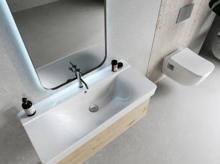Turkuaz Yeni Mona Etajer Uyumlu Lavabo 80 45 Cm Beyaz