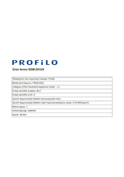 Profilo FRGA103S 66 LT Ankastre Fırın Siyah