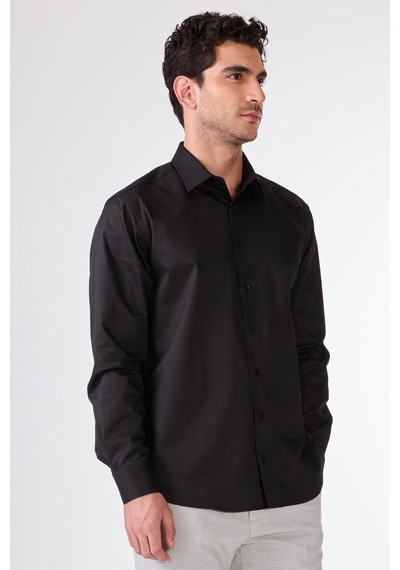 Dufy Erkek Regular Fit Uzun Kol Siyah Gömlek-17302